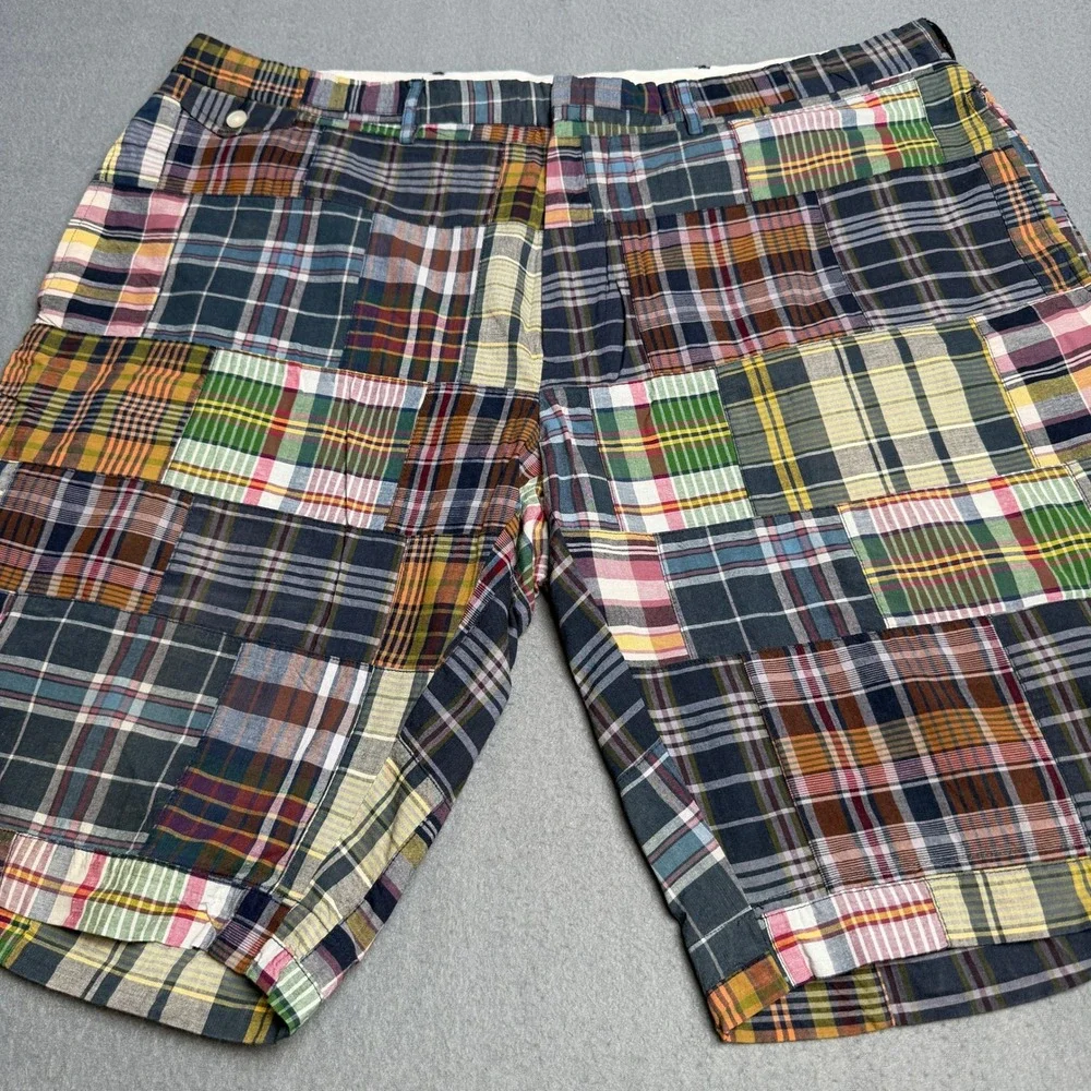Polo Ralph Lauren Mens Patchwork Madras Plaid Cotton Shorts Multi Color Size 40
